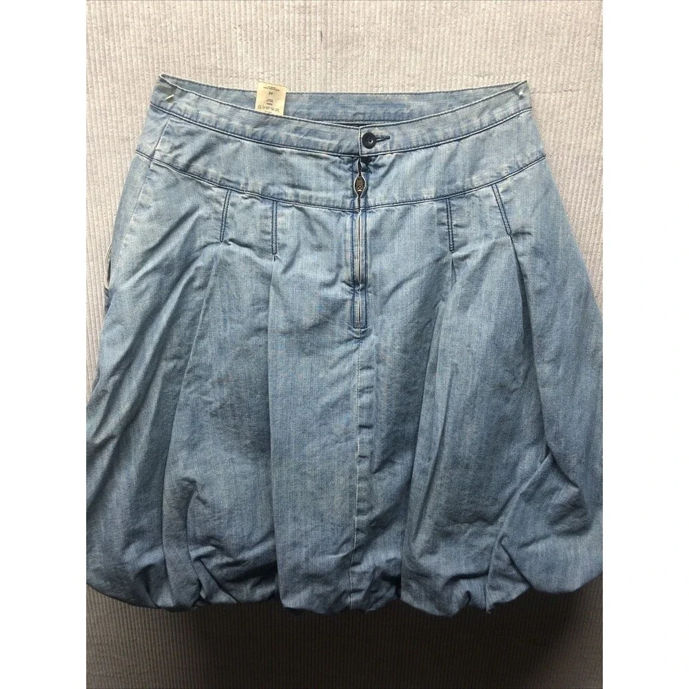 H&M Denim Bubble Skirt Size 10 Pockets Stained Thrashed - Picture 14 of 15